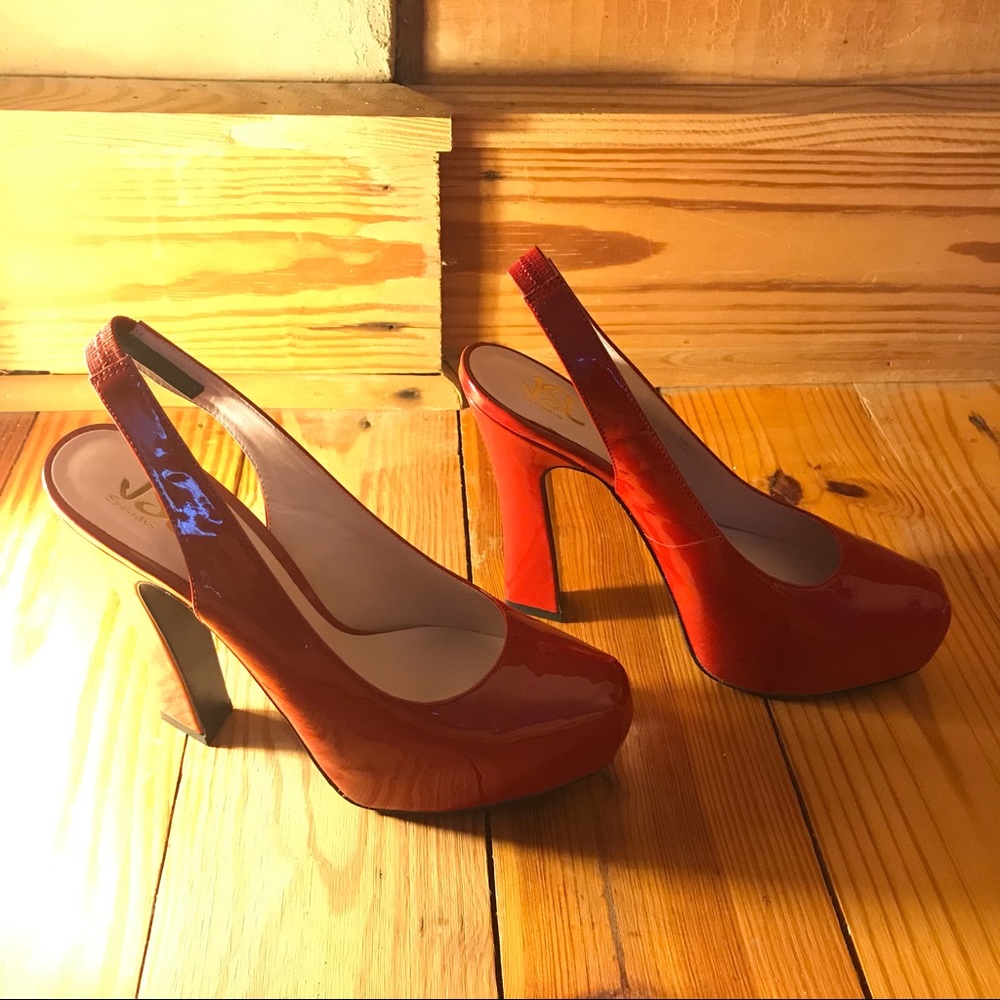 JSL Studio Red Leather Sling Back Heels, NWT, 8.5 - Picture 5 of 15